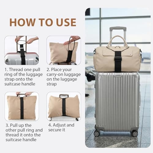 FunnAura 3 Pcs Luggage Straps for Suitcases, Adjustable Backpack Accessories Suitcase Strap for Portable Travel Luggage Straps Over Handle (Black) — view 5