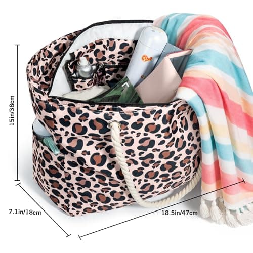 Large Beach Bag for Women with Zip,Summer Beach Tote Bags with Pockets — view 5