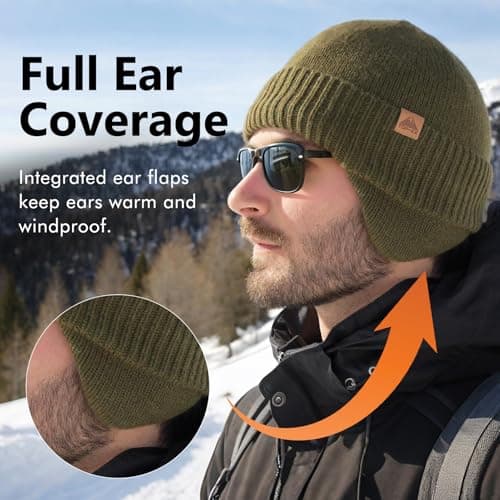 TOP-EX Merino Wool Waterproof Beanie for Men Women Navy Blue M/L — view 4