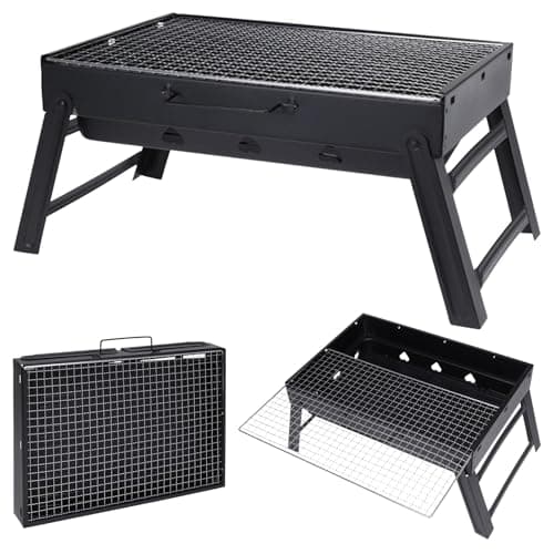 GEEZY Portable Charcoal BBQ Grill – Foldable & Compact for Camping, Travel, Garden – Quick Setup, Space-Saving with Carry Handle – Heat & Rust Resistant Small Barbecue – Great for Barbeque Enthusiasts