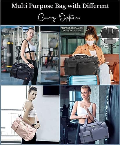 CarryFitness® Sports Gym Bag Duffle Bag with Shoes Compartment, Waterproof Weekend Bags for Women and Men, Hand Luggage Bag, Lightweight Holdall Hospital Overnight Bag - Purple 37L — view 6