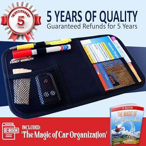 Fancy Mobility Car Sun Visor Organizer - Auto Accessories Document Holder - Car, Truck, SUV Registration & Insurance Storage Pouch - Road Trip Essentials Gift for Any Driver + 5Year Warranty (10 Pack) — view 2