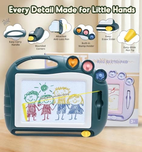 AiTuiTui Magnetic Drawing Board Travel Size, Erasable Doodle Sketching Writing Pad Travel Games for Kids in Car, Early Education Learning Skill Development Toy for Girls Age 3 4 5 Year Old, Dark Green — view 4