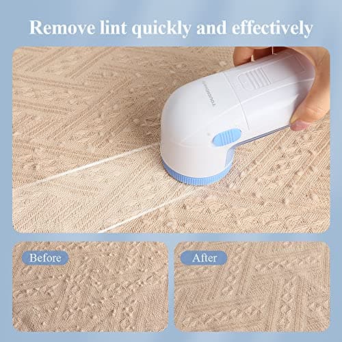 TOUCHBeauty Battery Operated Fabric Shaver, Portable Lint Remover for Clothes & Furniture with Detachable Lint Container, Stainless Steel Blades, Handheld Bobble Remover for Sweaters, Coats & Sofas — view 3