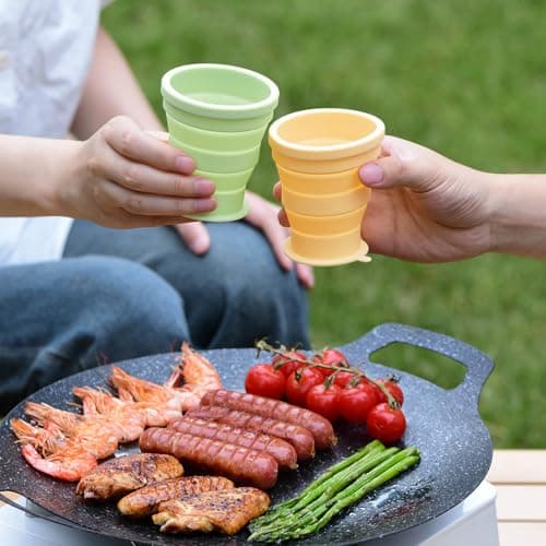 2 Pack Silicone Collapsible Travel Cup,Foldable Camping & Collapsible Coffee Cup,Expandable Silicone Drinking Mug with Lid,BPA Free Portable Pocket Cup for Hiking Travel Outdoor (Yellow) — view 6