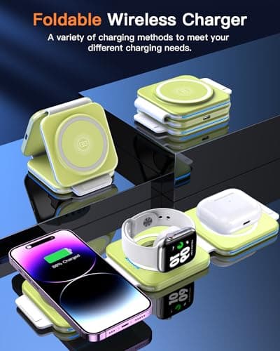 ZUMSEY Foldable Travel Wireless Charger for iPhone/Apple Watch/AirPods, 3 in 1 Wireless Charging Station for iPhone 16/15/14/13/12/Pro Max, iWatch Charger for iWatch 10/9/Ultra 2/8/7/6/SE/5/AirPod — view 2