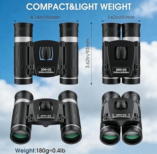 200x25 Compact Binoculars for Adults & Kids, High Powered Mini Pocket Binocular, Small Portable Lightweight Binoculars for Travel, Camping, Bird Watching, Concert, Sport Games — view 2