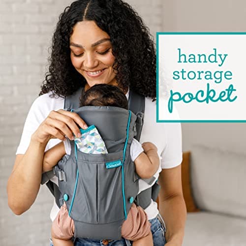 Infantino Swift Classic Baby Carrier, 2 Ways to Carry with Wonder Cover Bib, Adjustable Strap, Registry Essential, Baby Carrier for Newborn to Toddler 3,18-11,79kg, Gray — view 2