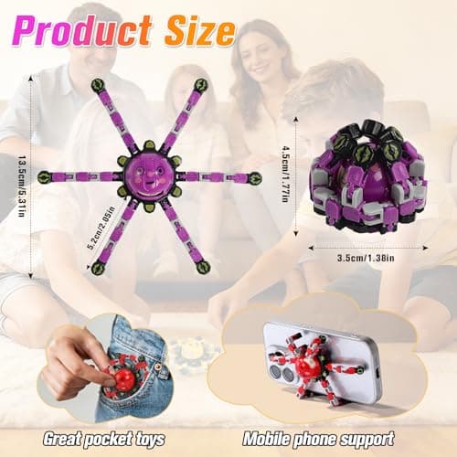 SCIONE 4Pcs Transformable Fidget Spinners for Kids Fidget Toys Teens Adults Road Trip Travel Activities Essential Sensory Toys with Autism ADHD Party Bag Fillers — view 4