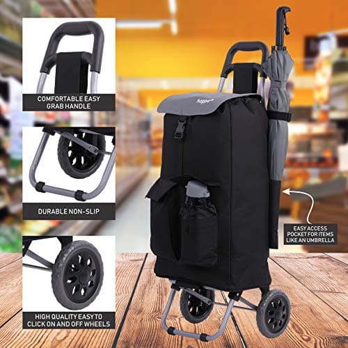 Hoppa 42L Large Foldable Insulated Shopping Trolley on Wheels, 2 Wheel — view 3