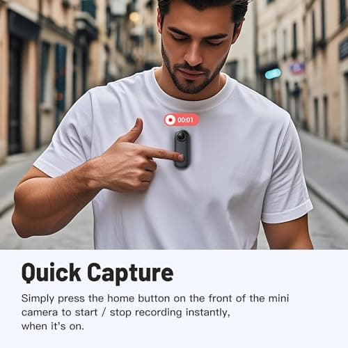128GB FHD 1080P Mini Body Camera, Wearable Action Body Cam, Thumb Size Hands Free Recording Body Worn Camera, Premium Portable Camcorder Mount Anywhere for Security, Work, Guard, Travel (Black) — view 5