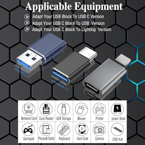 6 Pack USB to USB C&USB C to USB&USBC Female to Lightning Male-3 Color — view 2