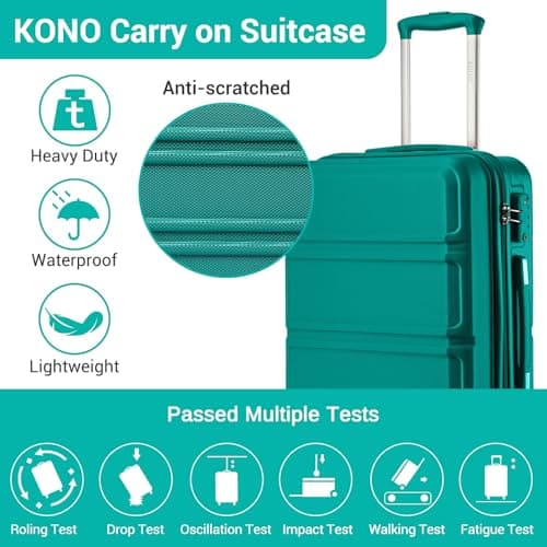 Kono 55x40x20cm Cabin Suitcase ABS+PC Hard Shell 20" Carry On Hand Luggage — view 2