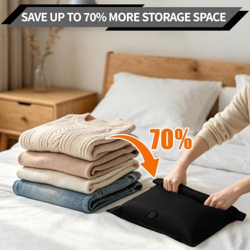 2Pcs Vacuum Storage Bags Travel, Travel Vacuum Compression Bags for Luggage Clothing, Space Saver Bags No Pumping Required, Tear-Resistant Waterproof (Black, 40X30cm) — view 4