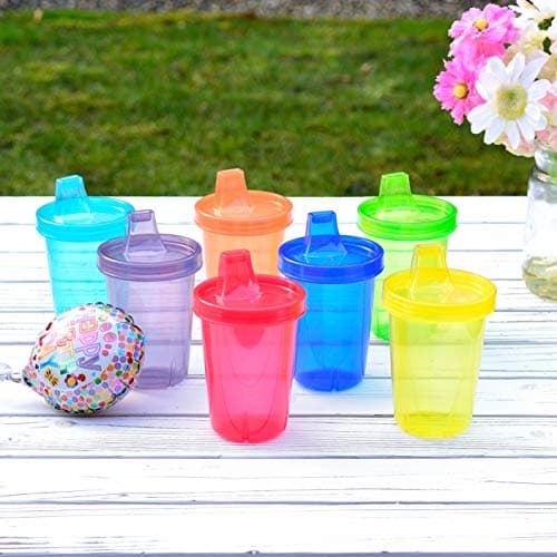 Youngever 7 Pack Toddler Sippy Cups with Lids, 250ml Reusable Kids Training Cups, Non Spill Baby Cups (Rainbow Colours) — view 4