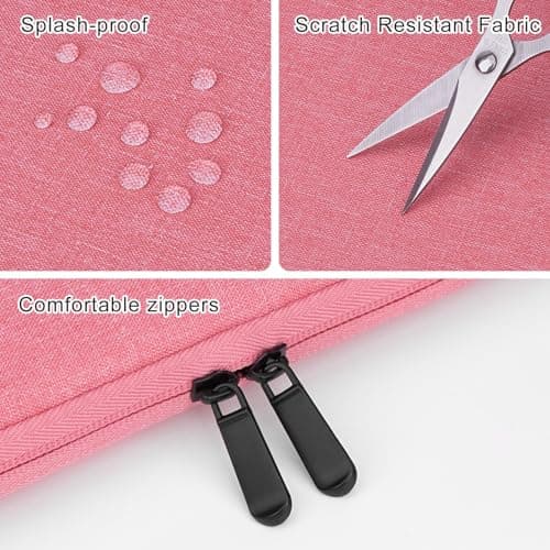 HEDUGO Laptop Sleeve Case with Accessory Pocket Padded Computer Carrying Pouch 15 to 16 inches Compatible with MacBook Air/Pro Protective Laptop Cover for 15”-16” Chromebook/Notebook/Tablet, Pink — view 3