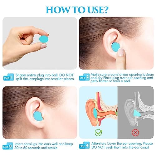 8 Pairs Silicone Ear Plugs for Sleeping, Reusable Waterproof Moldable SNR = 27dB Noise Cancelling Premium EarPlugs for Sleeping, Shooting, Airplanes, Concerts, Mowing, Studying, Swimming(Blue) — view 6