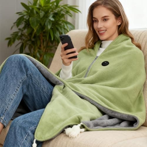 Pxcewdcx Electric Blanket Shawl, 140x80cm 3-Level USB Electric Heated Shawl, Heated Throw Blanket, 3 Heating Levels Poncho Shawls Wrap, Wearable Heateds Shawls Blankets for Couch, Bed, Sofa, Home — view 4