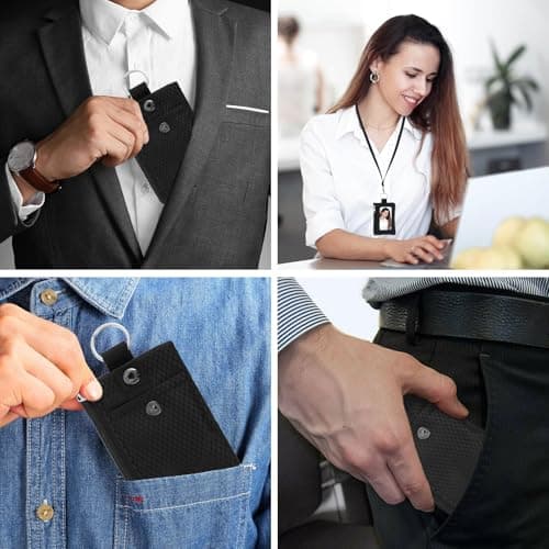Minimalist Small Wallet with ID Window RFID Blocking Small Neck Wallet Water Resistant Zipper ID Case Pouch Travel Neck Wallets with Lanyard Keychain Badge Holder for Women Men Cards Coin Daily Use — view 5