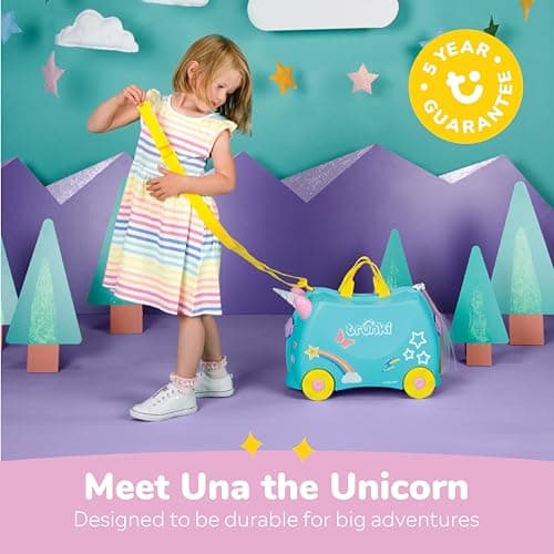 Trunki Children’s Ride-On Suitcase and Kid's Hand Luggage | Unicorn Gifts for 3-4 Year Old Girls : Una Unicorn (Teal) — view 6