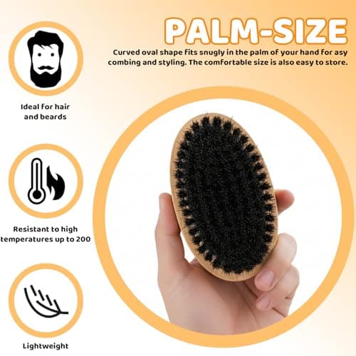 2 Pack Beard Brush For Men, Mens Hair Brush With Boar Bristle, Wave Brush For Styling, 11.3 X 5.5 cm, Includes Yellow And Black Bristles — view 3