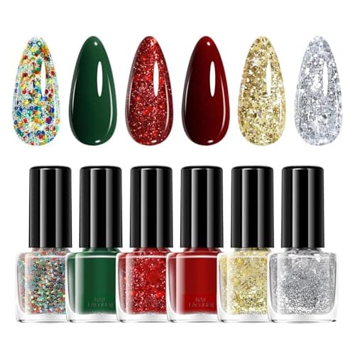 Christmas Nail Polish Set - Long Lasting 6-Color Accessories | Holiday Nail Polish Set,for Holiday Manicure Salon Home Travel Wedding Bridal Spa Grooming Party Summer Daily