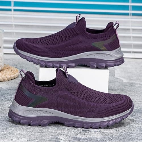 Unisex Slip On Walking Shoes Knit Running Trainers Lightweight Sneakers — view 5