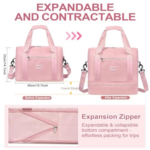 CS COSDDI Travel Bag, Overnight Bag with Shoes Compartment & Wet Pocket, Weekend Bags for Water Resistant Haspital Bag Gym Duffle Bag Women Men Holdall Bag, for Ryanair Cabin Bags 40x30x20 — view 2