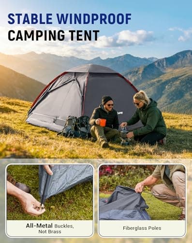 KingCamp 2-3 Man Camping Tent Waterproof 3000mm,Lightweight Dome Tent,Grey — view 6