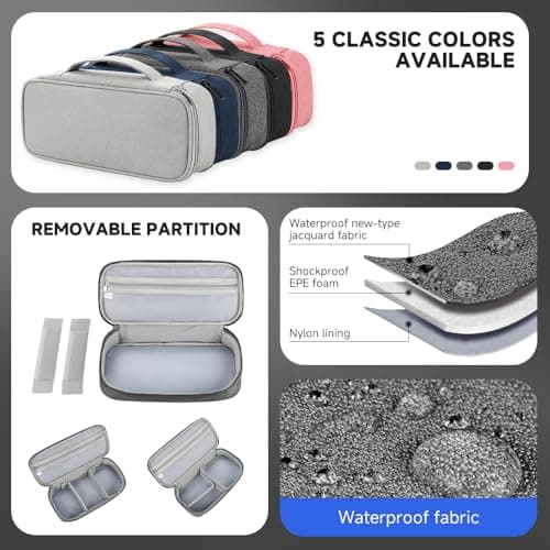 Teskyer Travel Tech Pouch, Protable Cable Organiser Bag, Electronics Accessories Travel Organizer Case for Cable Charger Earphone Power Bank Hard Drive - Dark Grey — view 4