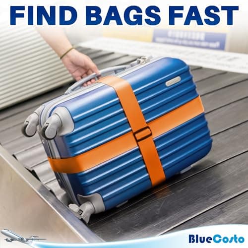 Luggage Straps for Suitcase - Orange, 1.9m x 5cm, 4 Pack - Strap for Suitcases - TSA Approved by BlueCosto — view 5