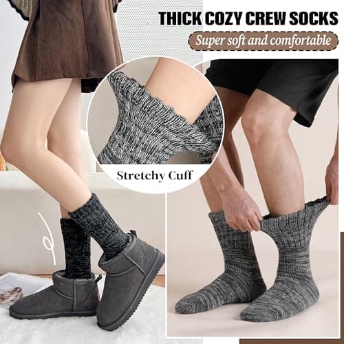 Sandsuced Merino Wool Thermal Boot Socks for Women Men Winter Warm Cosy Thick Hiking Walking Socks 3 Pairs Christmas Stocking Fillers (Assoretd B,M) — view 6