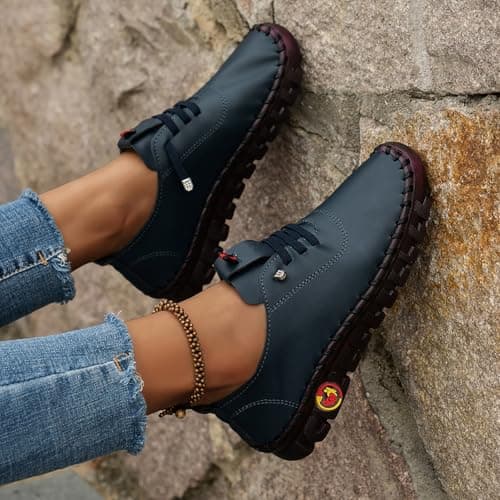 Womens Sport and Outdoor Shoes Womens Trainer Waterproof Non Slip Walking Shoes Lightweight Soft Wide fit Running Sneakers Casual Orthopedic Shoe Lace up Sneaker Walking Trainers Navy 3.5 — view 2