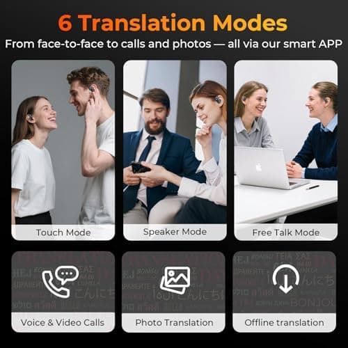 Kentfaith Translation Earbuds, 3-in-1 Bluetooth 5.3 AI Translator Earbuds with 150 Languages, 98% Accuracy, 0.3s Live Translation, with Offline Support for Travel/Business/Learning — view 4
