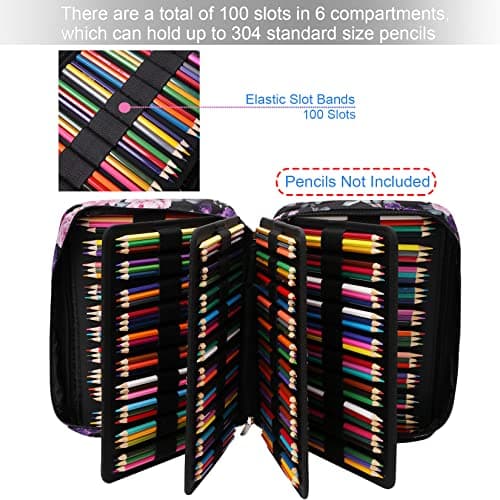 AYVANBER Large Pencil Case - 304 Slots, Colourful Pencil & Gel Pen Storage Bag, Suitcase for Students, Purple Pink Rose — view 4