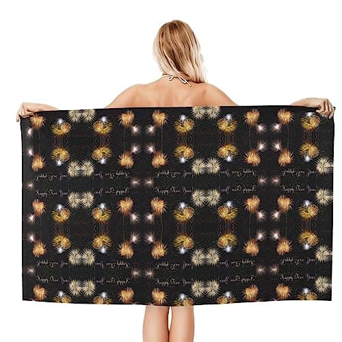 SSYGHT Soft Microfiber Bath Towels â€“ Highly Absorbent, Happy New Year Full Print Design for Bathroom, Beach, and Travel Use — view 2