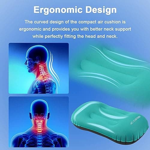 Flintronic 2Pack Inflatable Camping Pillows for Neck & Lumbar Support - Ultralight Beach Pillow With Storage Bags, Blow Up Ergonomic Air Pillow for Travel/Camping (Blue) — view 5