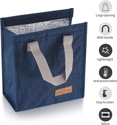 June Tech Insulated Lunch Bag for Women & Men, Reusable Cooler Bag for Kids & Adults, Thermal Cooler Bag for Work, School, Picnic, Travel (Navy Blue) — view 3