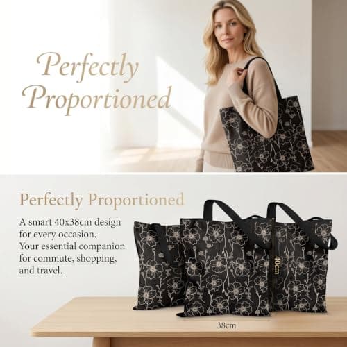 Embhlitfe Floral Canvas Tote Bag for Women, Reusable Grocery Shopping Tote — view 4