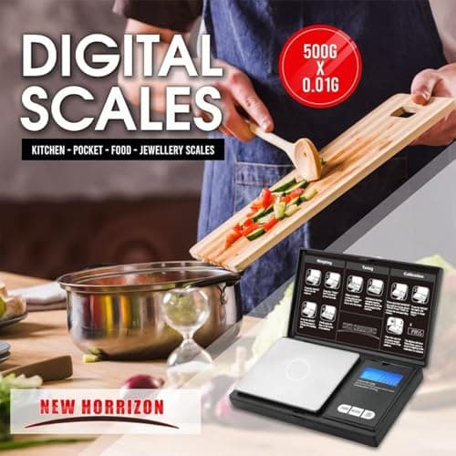 New Horrizon Digital Scales, Kitchen Scales Digital, Pocket Scales, 0.01g x 500g, Food Scale LCD Display, Jewellery Scales Weighing Scales Kitchen — view 2