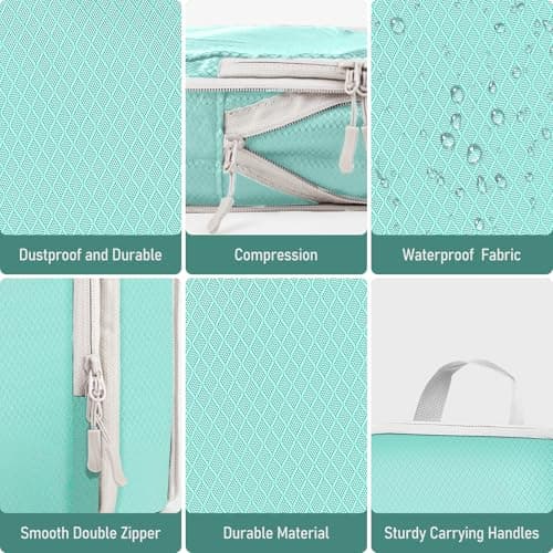 Compression Packing Cubes, Travel Essentials Luggage Organizer Bags for Suitcase, Durable Compression Travel Packing Cubes for Carry on Backpack — view 4