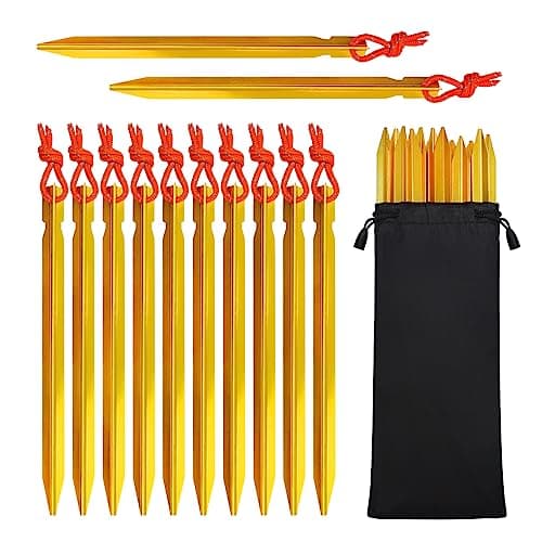 12pcs Aluminium Tent Pegs Lightweight Camping Pegs with Reflective Cord