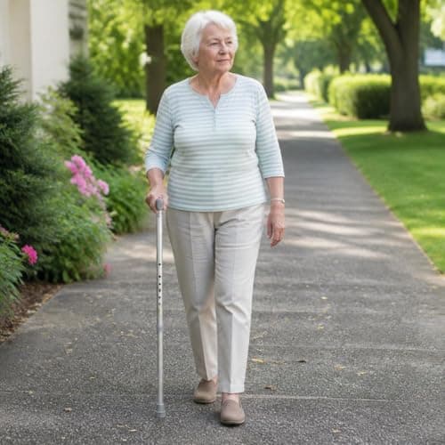 Lifeswonderful - Adjustable Height Walking Stick Cane with Rubberised Handle & Slip-Resistant Rubber Tip — view 2