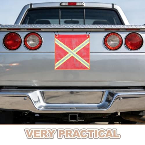 KJHBV Vehicle Safety Flag Kit and Safety Flag for Towing, 2pcs Red PVC Mesh, Weather-Resistant, for Construction and Daily Use — view 3