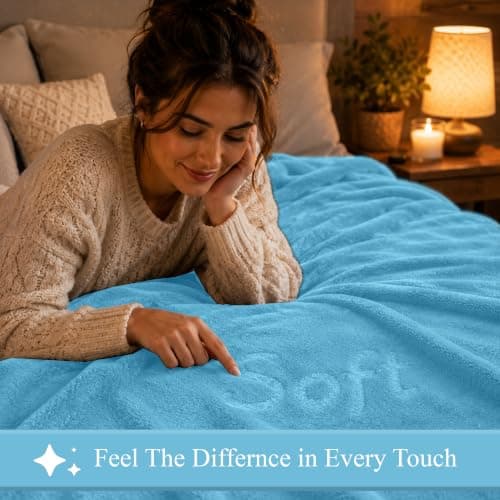 BedLooms Fleece Blanket Light Blue Single 130x150 cm, Throws for Sofas — view 6
