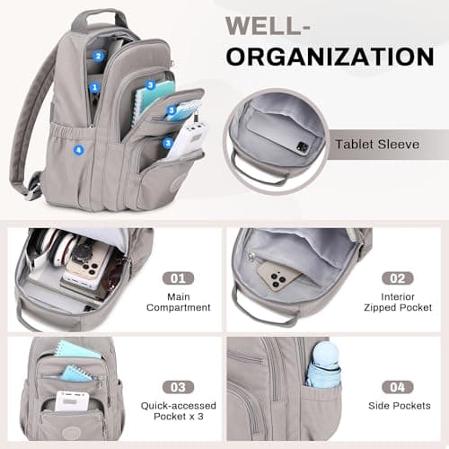 QIXIHU Mini Backpack for Women, Small Backpack for Ladies Bookbag Purse for Women with Handy Wallet and Luggage Strap, Grey — view 4