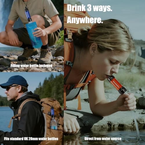 Advenlution 2-Pack Water Filter Straw 0.01 Micron – Personal Survival Water Filtration for Camping Hiking Backpacking Travel Emergency, with Pouch, Straw & Plunger, Fits Standard UK Bottles — view 6