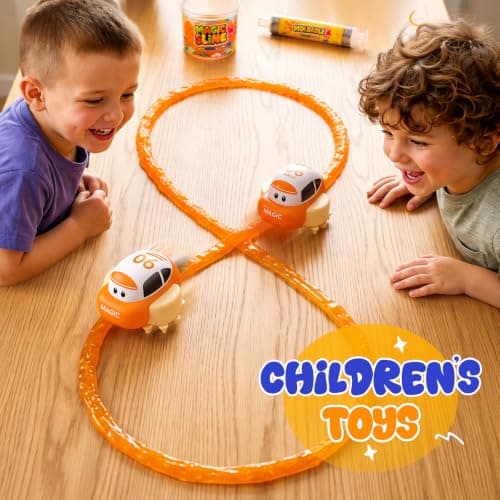 DIY Slime Track Car, Rechargeable Yellow Car with Reusable Orange Slime — view 6