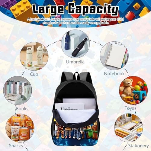Roblx Backpack School Bag Boys Teen- Anime School Rucksack with Adjustable Shoulder Straps, 3d Printed Book Bags, Children's Schoolbag Waterproof Backpack for 3-12 Years Gamers Gifts Hiking Travel — view 4