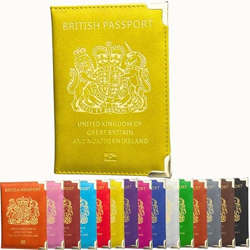 HITHIKA British Passport Holder | UK Passport Wallet | Non EU | PU Leather (Yellow)